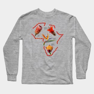 Indigenous Flowers within Shape of Africa Long Sleeve T-Shirt